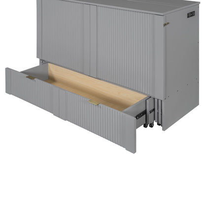 Murphy Bed With Drawer And A Set Of Sockets & USB Ports, Pulley Structure Design
