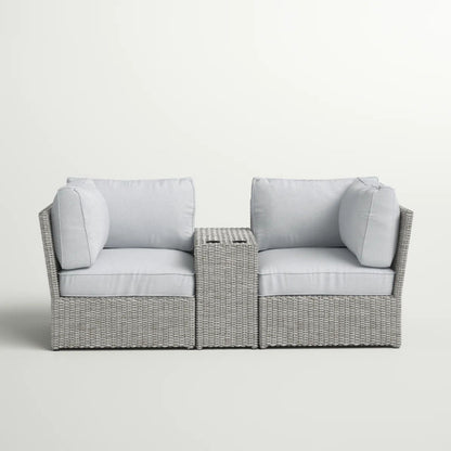 Patio Wicker Sofa Seating Group With Cushions, Weather Resistant - Gray Mix