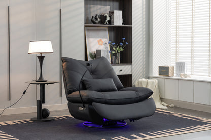 270 Swivel Glider Recliner Chair, Power Recliner Rocking Chair, USB Port Charge For Nursery Chair With Atmosphere Lamp For Living Room Bedroom Apartment