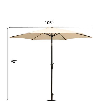 8.8' Outdoor Aluminum Patio Umbrella, Market Umbrella With 33 Pounds Round Resin Umbrella Base Lift