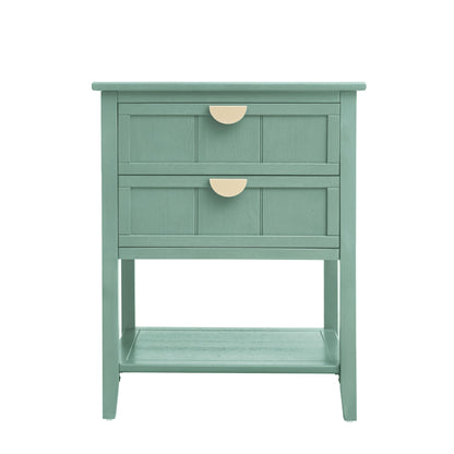 2 Drawer Side Table, American Style, End Table, Suitable For Bedroom, Living Room, Study