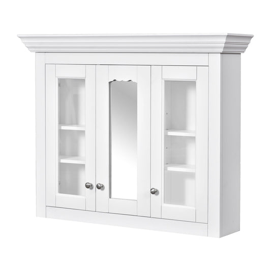 Bathroom Medicine Cabinet With Mirror, 5 Adjustable Closed Shelves, Wall-Mounted - White