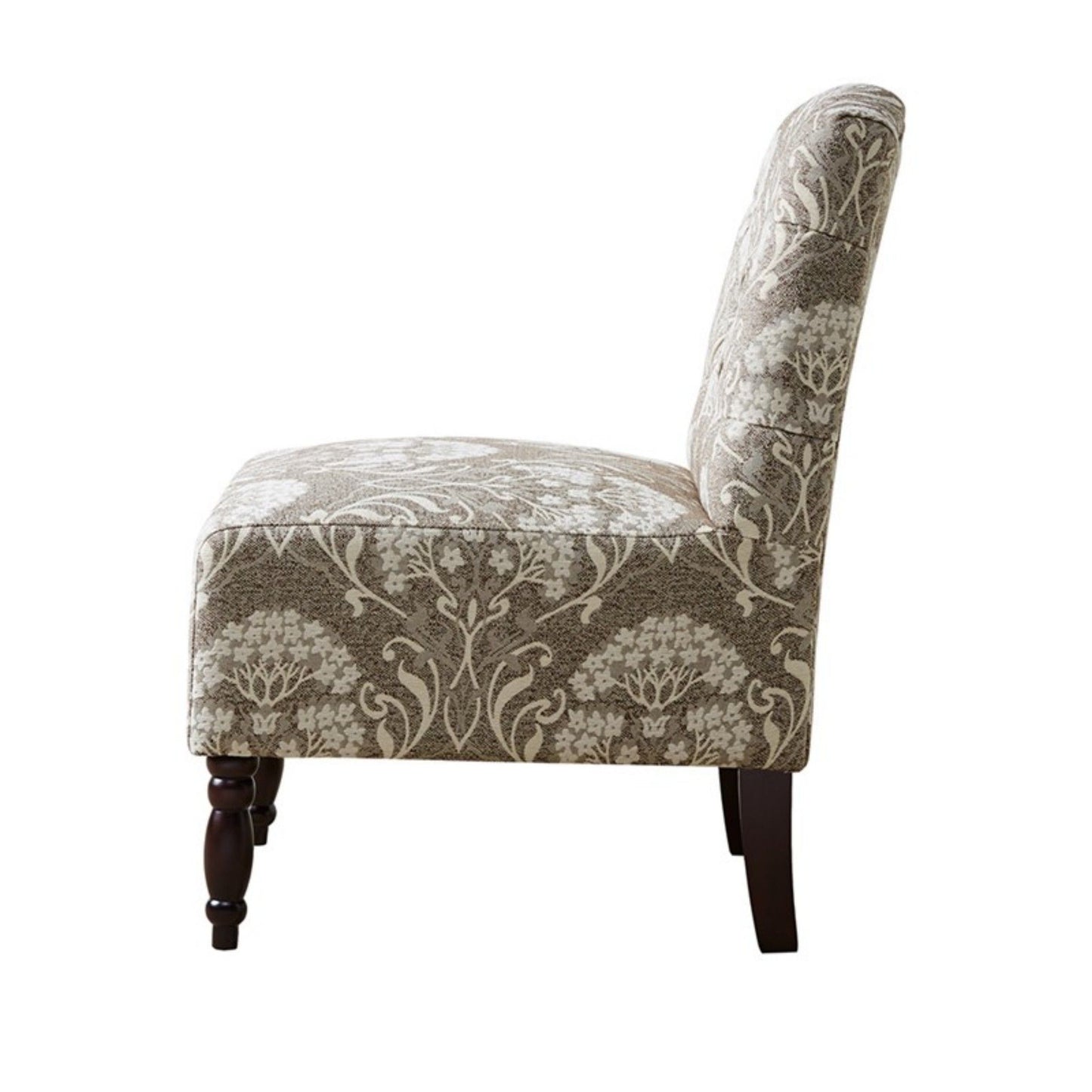 Vintage Tufted Armless Chair With Button Tufting - Taupe