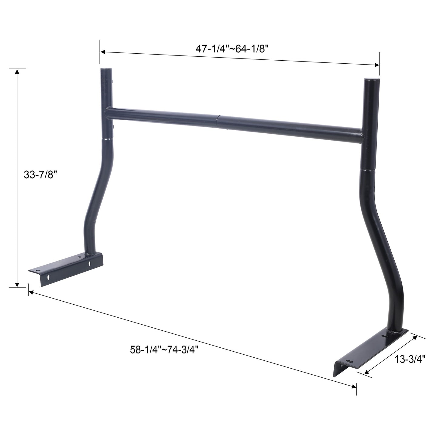 Universal Pick-Up Truck Rack 650 Lbs Adjustable Fit 2-Bars Utility Ladder Truck Cargo Rack - Black