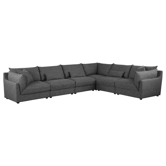 Tomasina - 6 Piece Modular Sectional Sofa With Plush Cushions - Black
