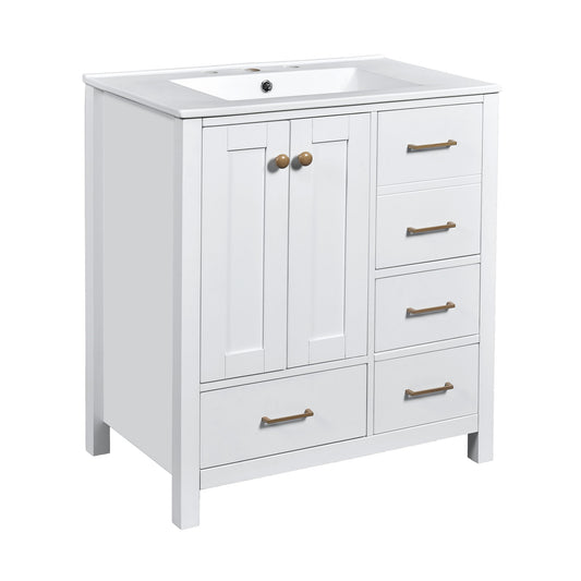 Retro Style Bathroom Vanity With Sink, Storage Cabinet