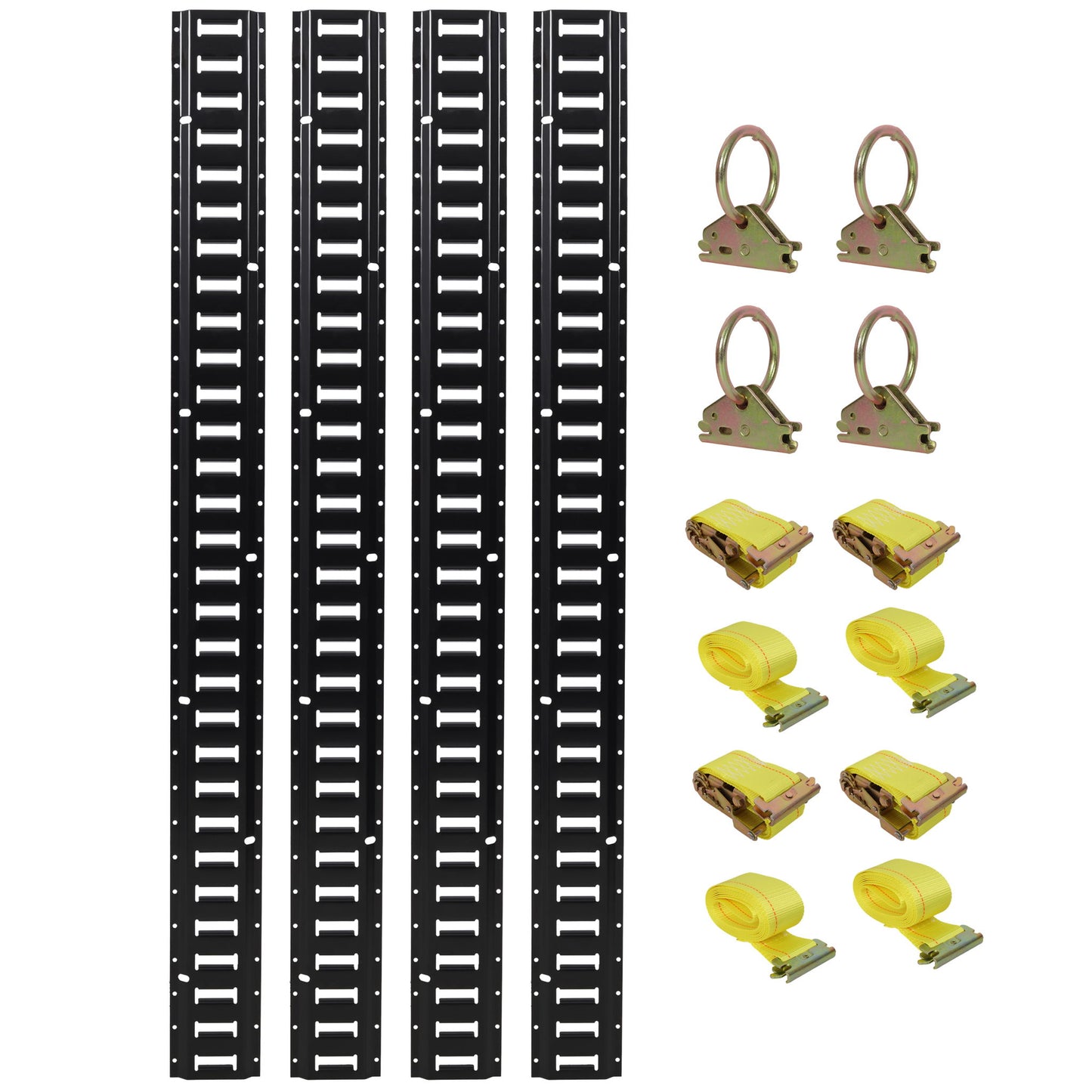 12 Pieces E Track Tie-Down Rail Kit For Trucks, Vans, Garages - Black