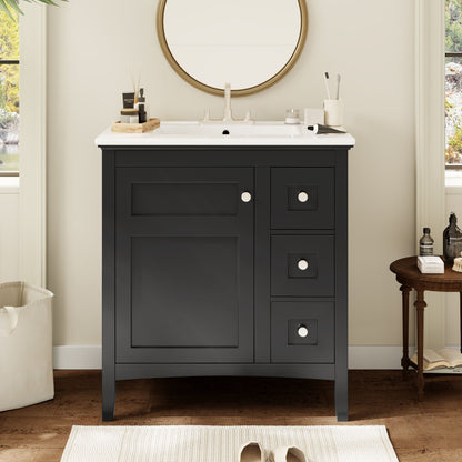 Modern Bathroom Vanity With Sink, 3 Drawer Storage Cabinet