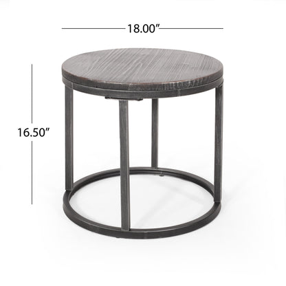 Icebergs - 3 Piece Coffee Table Set With Wood Top And Iron Base - Black / Gray