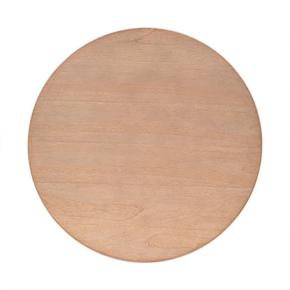 Modern Minimalist Round Coffee Table With Shelf Storage - Natural