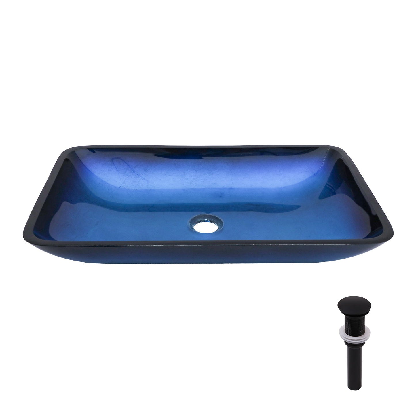 Gradient Tempered Glass Vessel Sink With Pop-Up Drain