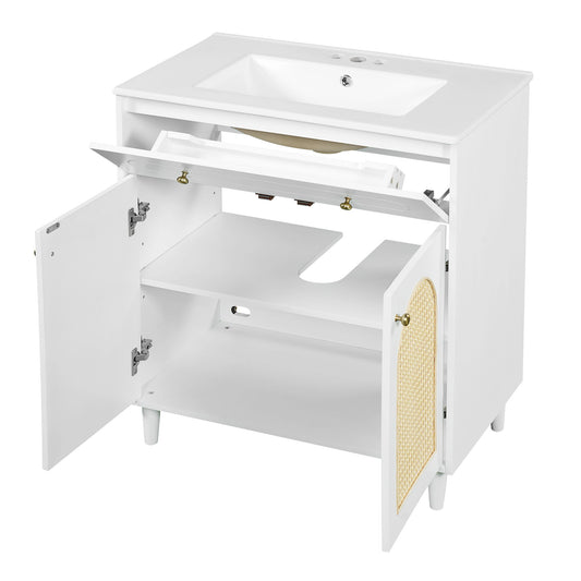 Modern Bathroom Vanity With Sink, Cabinet With Adjustable Shelf