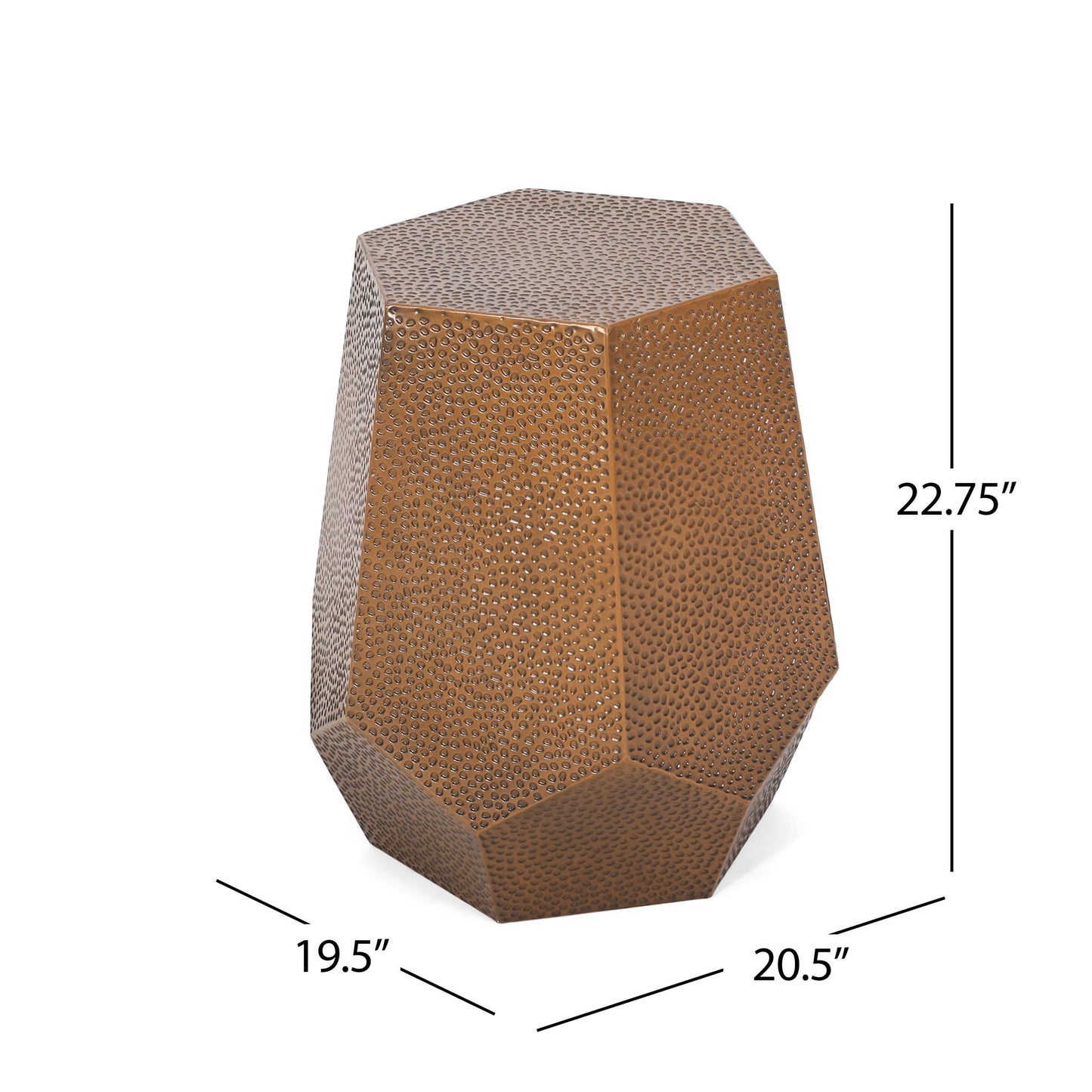Modern Hammered Iron Geometric End Table