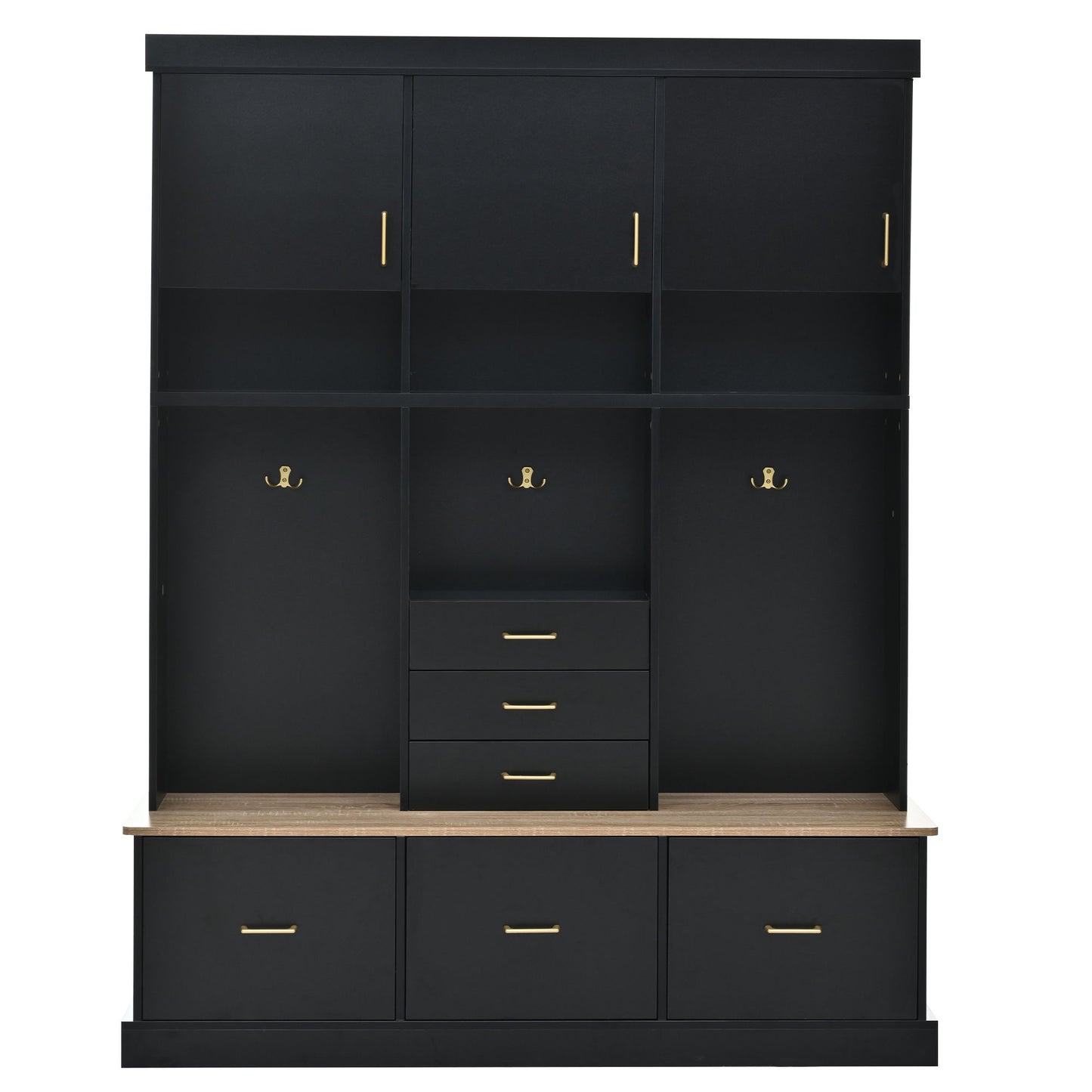 Entryway Hall Tree With Bench And Storage, 5 In 1 Coat Rack