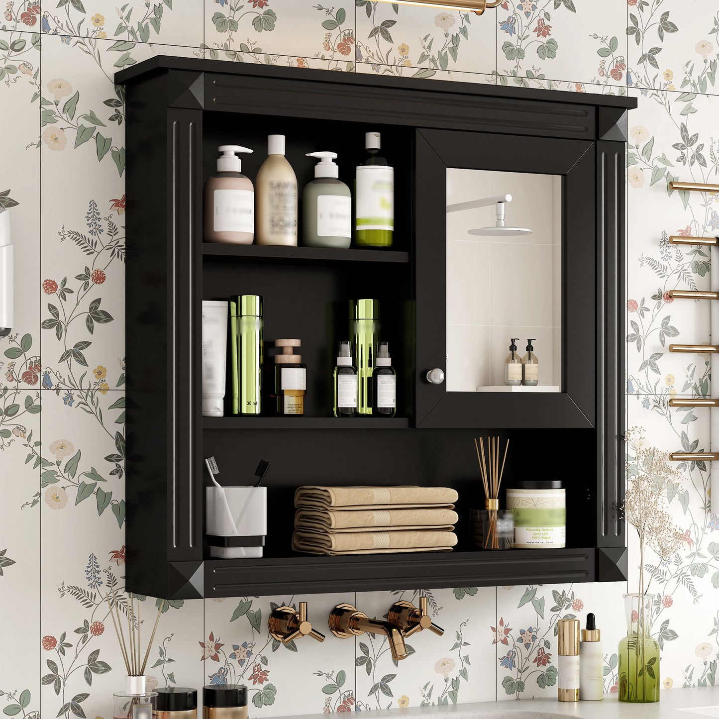 Wall-Mounted Bathroom Cabinet With Mirror And Adjustable Shelves