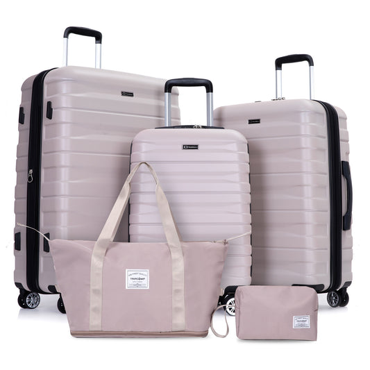 Luggage Set Of 5 Pieces, Expandable Hard Pc Luggage Set With Tsa Lock For Rotating Wheels