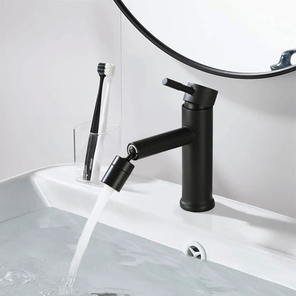 2 Mode Bathroom Faucet With 360 Degree Rotating Aerator For Sink - Matte Black