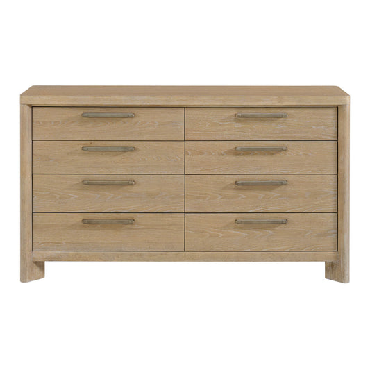 Contemporary 8 Drawer Dresser - Tan