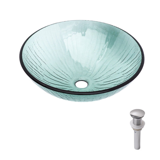 Vessel Sink With Trim, Round Bowl, Pop Up Drain (No Faucet) - Green
