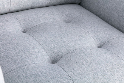 Victoria - Linen Fabric Loveseat With Metal Legs, Side Pockets, And Pillows